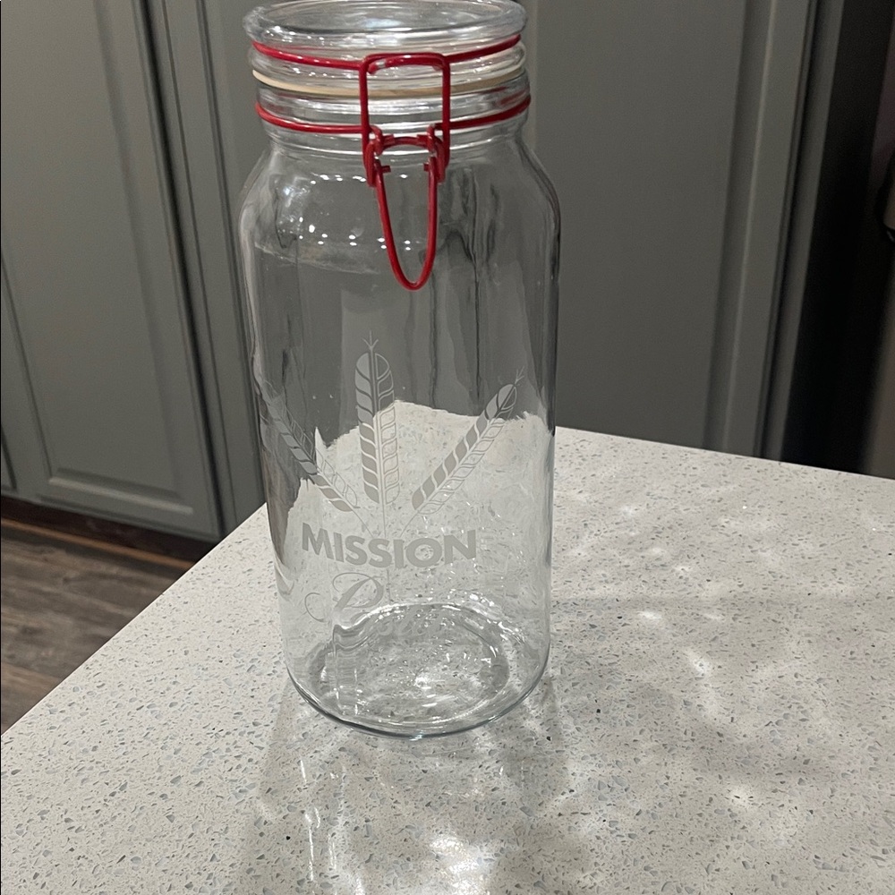 Mission Clear Glass Jar with Red Clip